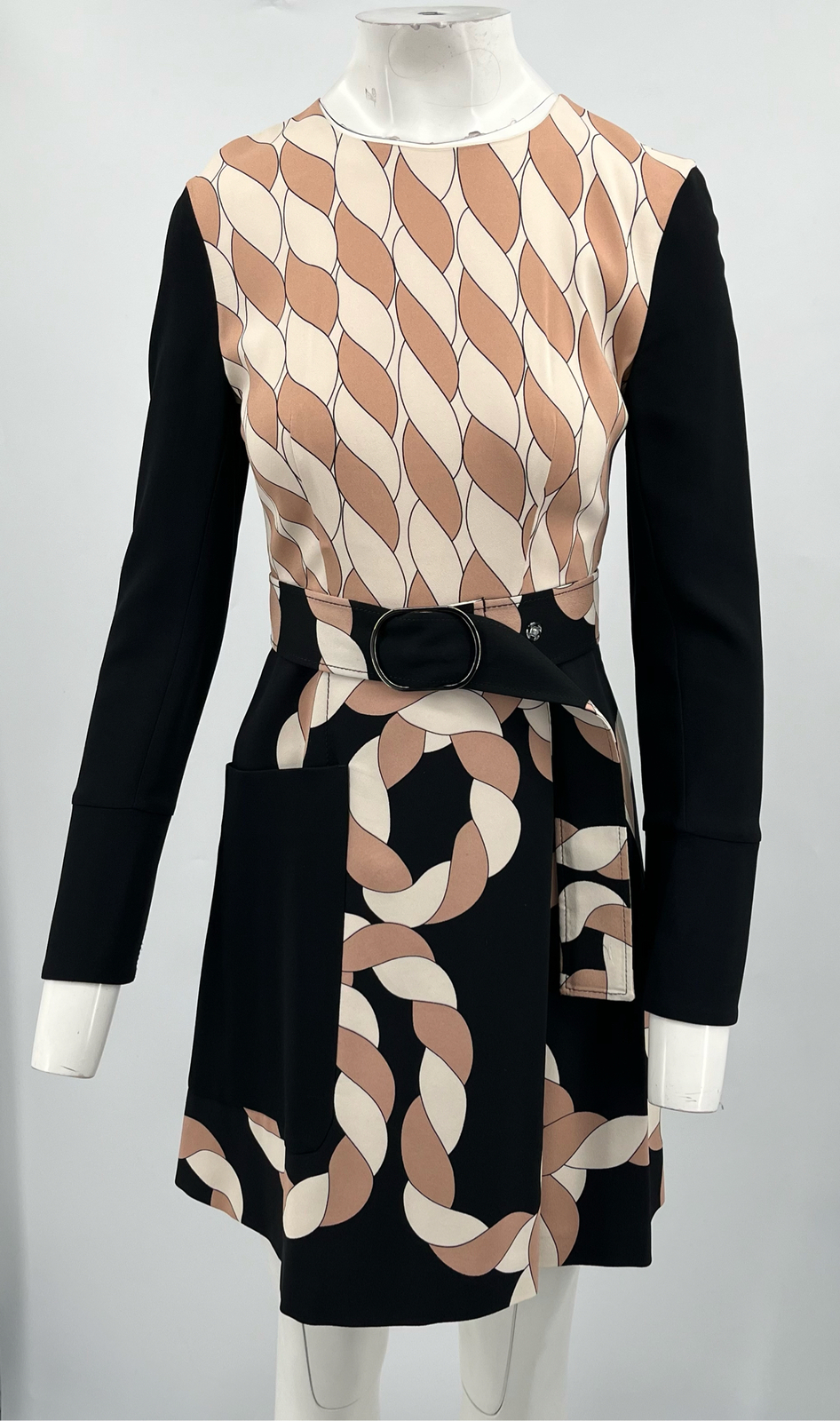 Sportmax ALTERED Abstract Printed Belted Faux-Wrap Dress sz 4