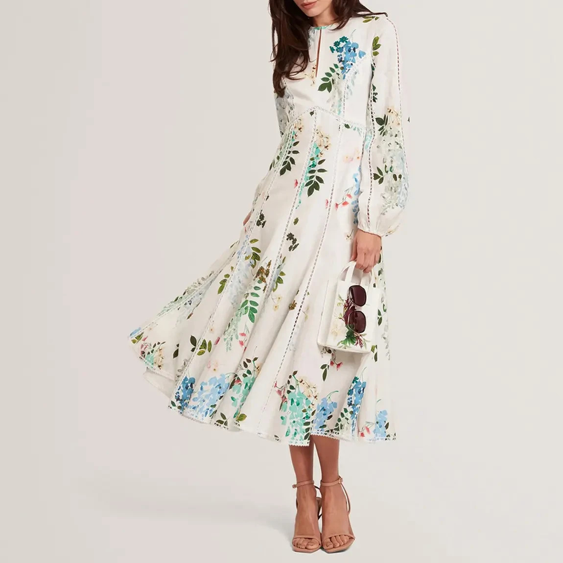 Ted Baker Dress SIZE 0 UK 6 Wedding Guest Linen Midi Party
