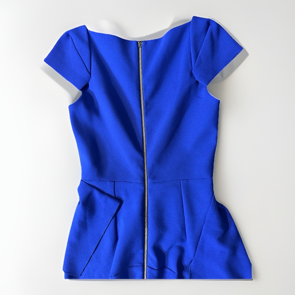 Roland Mouret Aldingham Asymmetric Crepe Peplum Blue Dress 4