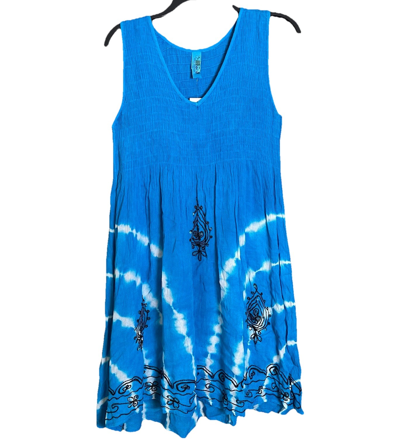 India Boutique Turquoise Free Size Tank Dress Tie Dye Hippie Festival Ren Faire
