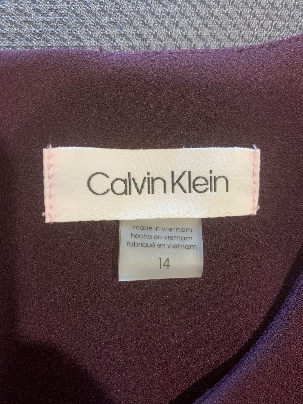 Calvin Klein Womens Eggplant Purple Fit & Flair Dress Size 14