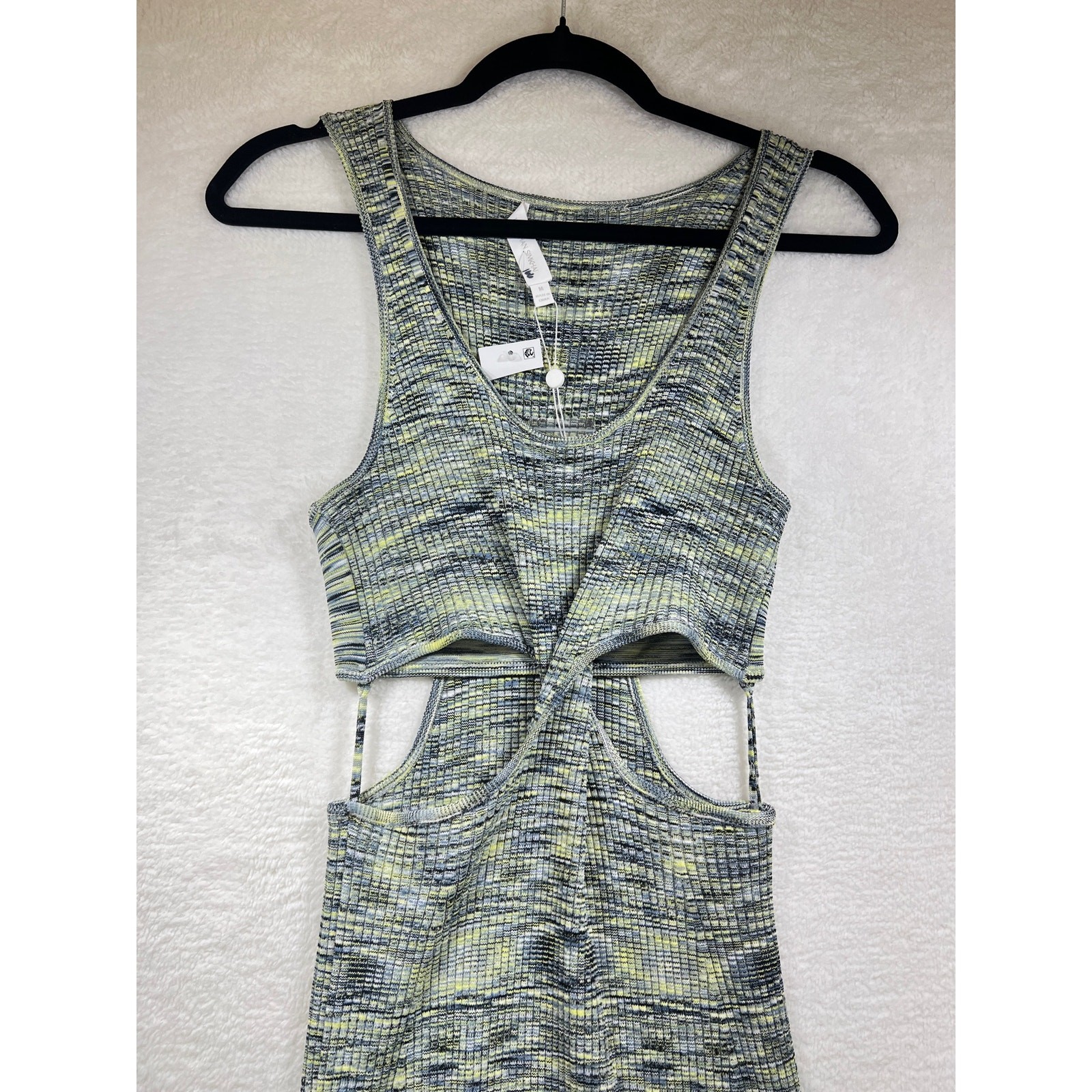 Jonathan Simkhai Colleen Midi Dress Medium Rib Knit Cut Out Basil Space