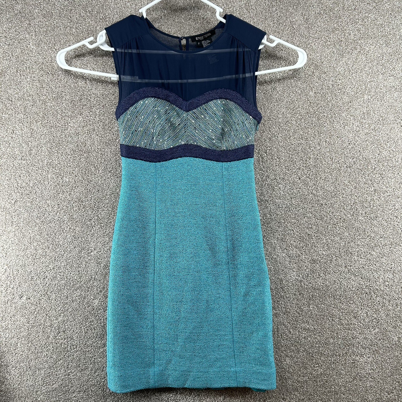 Ectetera Women’s Dress Size 2 Blue Semi Sheer Pullover
