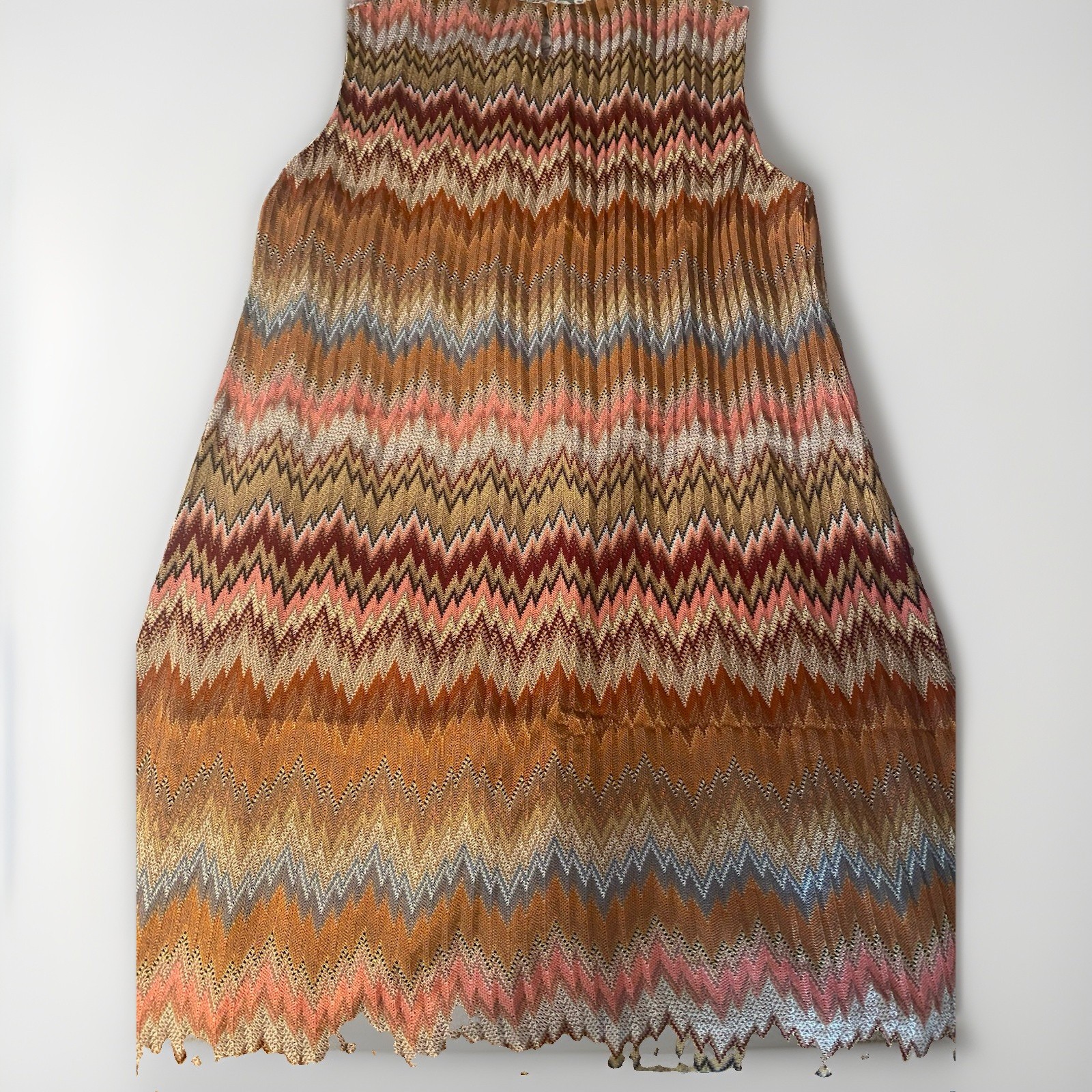 Missoni Multicolor Zigzag Knit Shift Dress Sleeveless Size 6Length 33” 18” waist