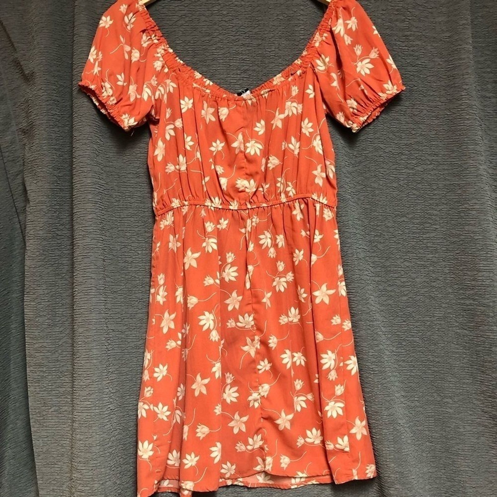 Trixx Small orange floral peasant type dress pull over buttons on front