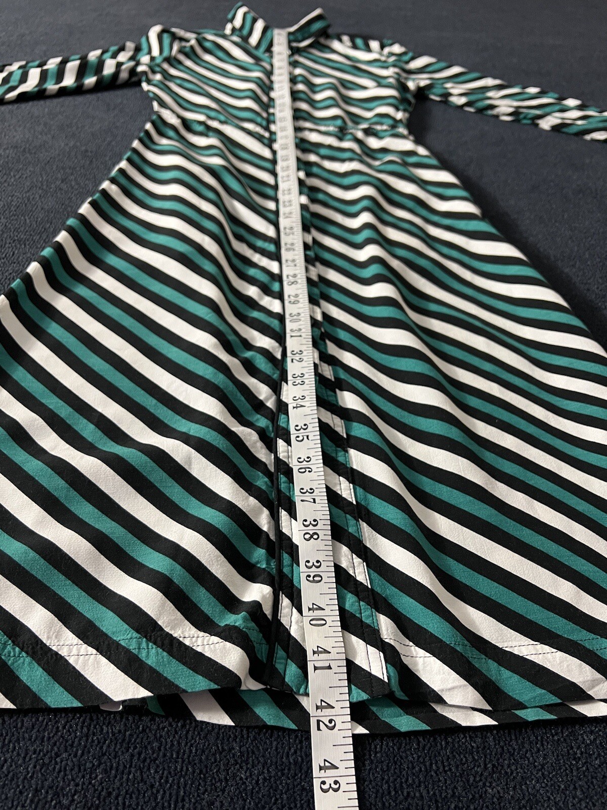 Topshop Striped Button Up Midi Shirt Dress Green White Black Mod Retro Collar