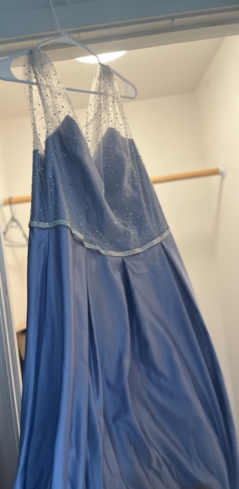 JULES AND CLEO Satin Ball Gown with Sheer Embellished Top STYLE# D24NY23015