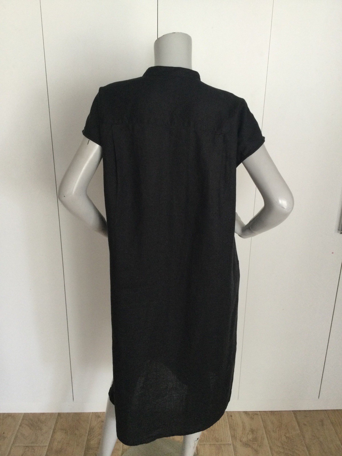 Muji Linen Button Up Black Relaxed Dress Size XS-S