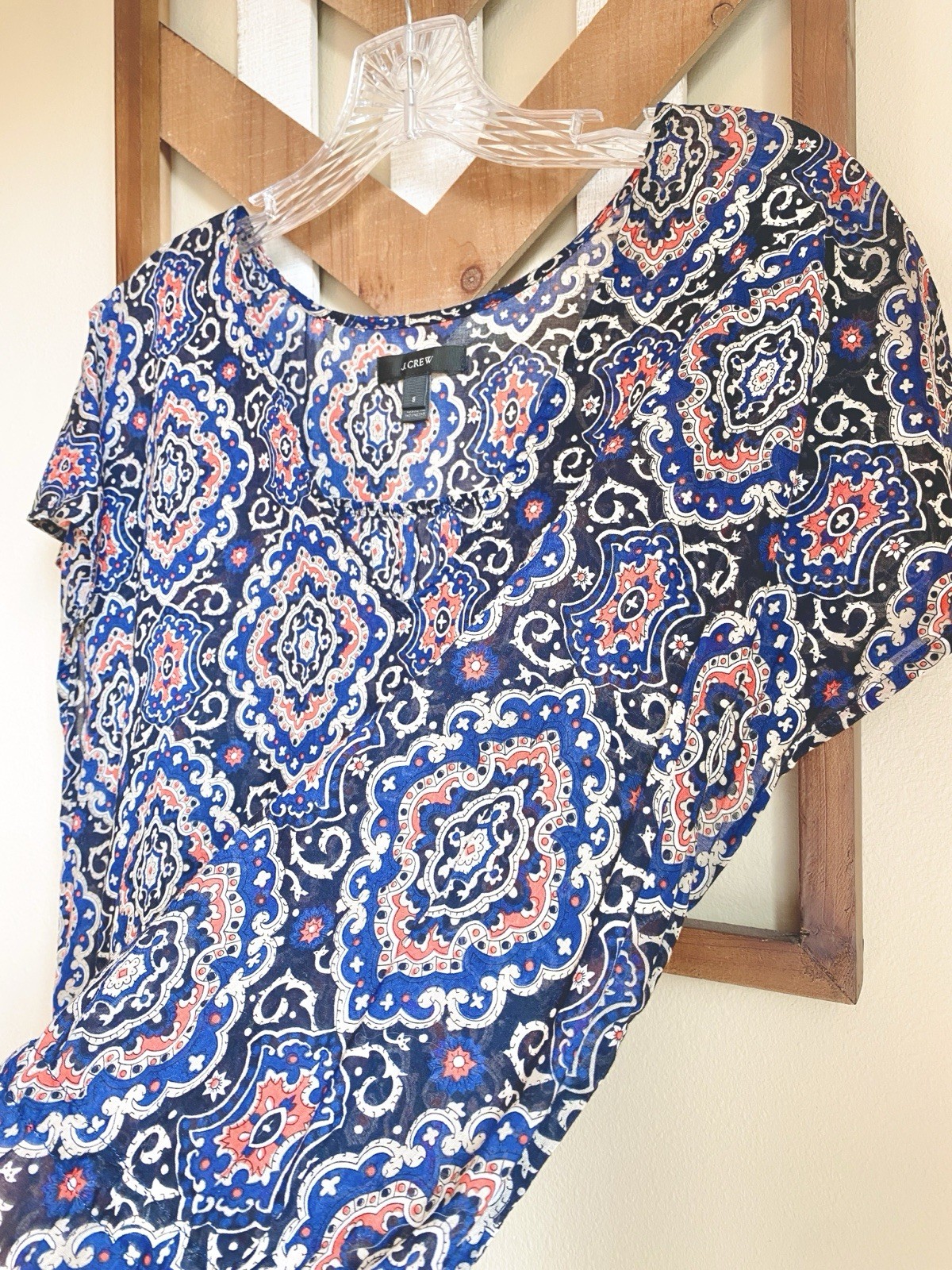 EUC JCrew S Cotton Tissue Tunic Top Dress Sheer Fabric Vneck Drawstring Waist