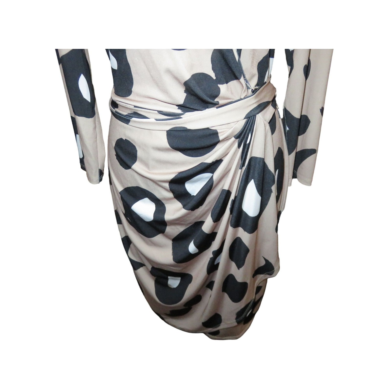 Maggy London Leopard Print Wrap Midi Jersey Knit Dress Made in Sri Lanka sz 10