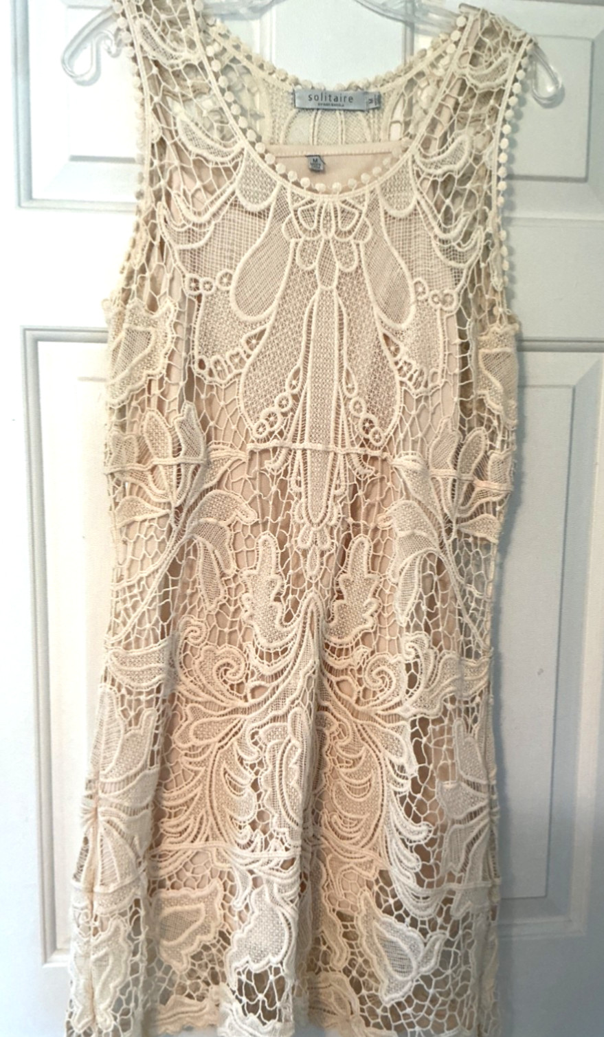 Solitaire Womens Dress Size M Ivory Crochet Lace w/ Slip Stretch by Ravi Khosla