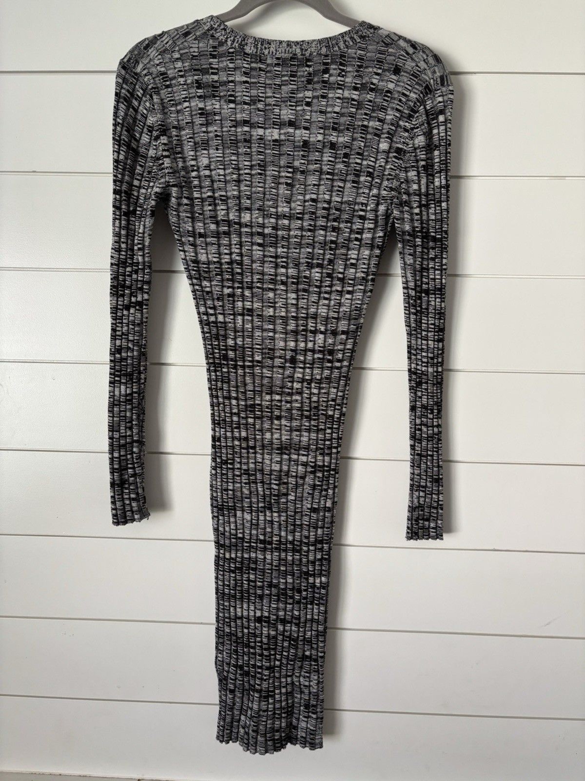 Willow & Wind Black White Gray Heather Ribbed Knit Henley Bodycon Dress Size S