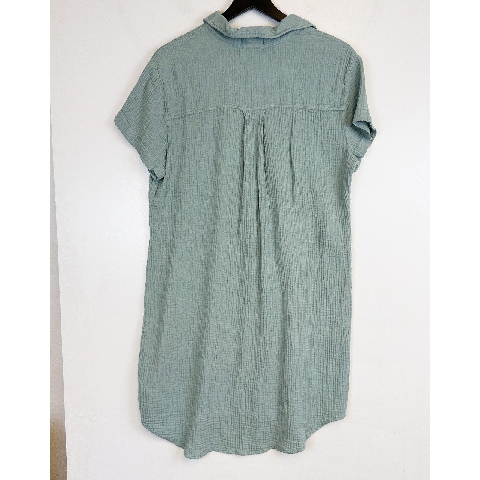 Cloth & Stone Sage Green Gauzy Button-up Shirt Dress Cotton Tencel – L