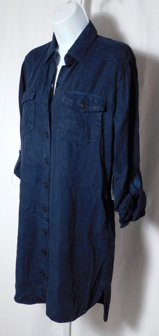 SNEAK PEEK NWT Women’s Weathered Indigo Blue Long Sleeve Shirt Dress Sz S