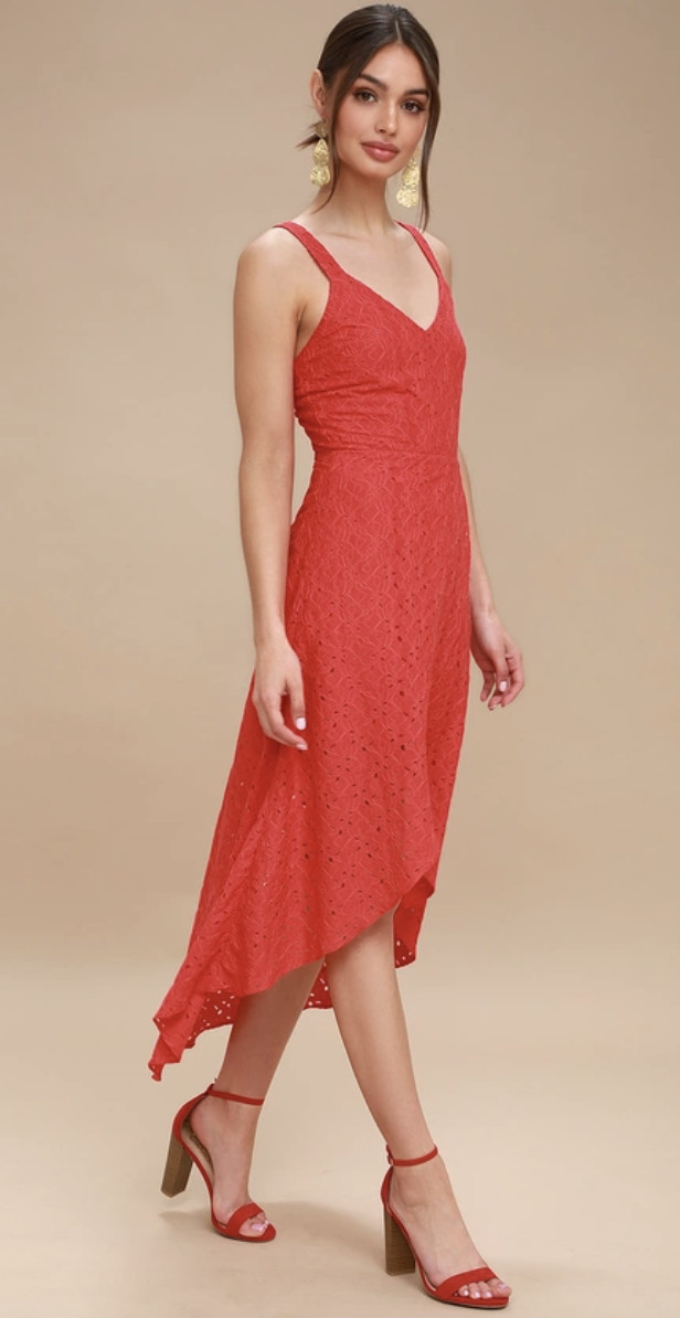 J.O.A. Melodrama Red Lace Midi Dress Size S Orig. $98 NWT