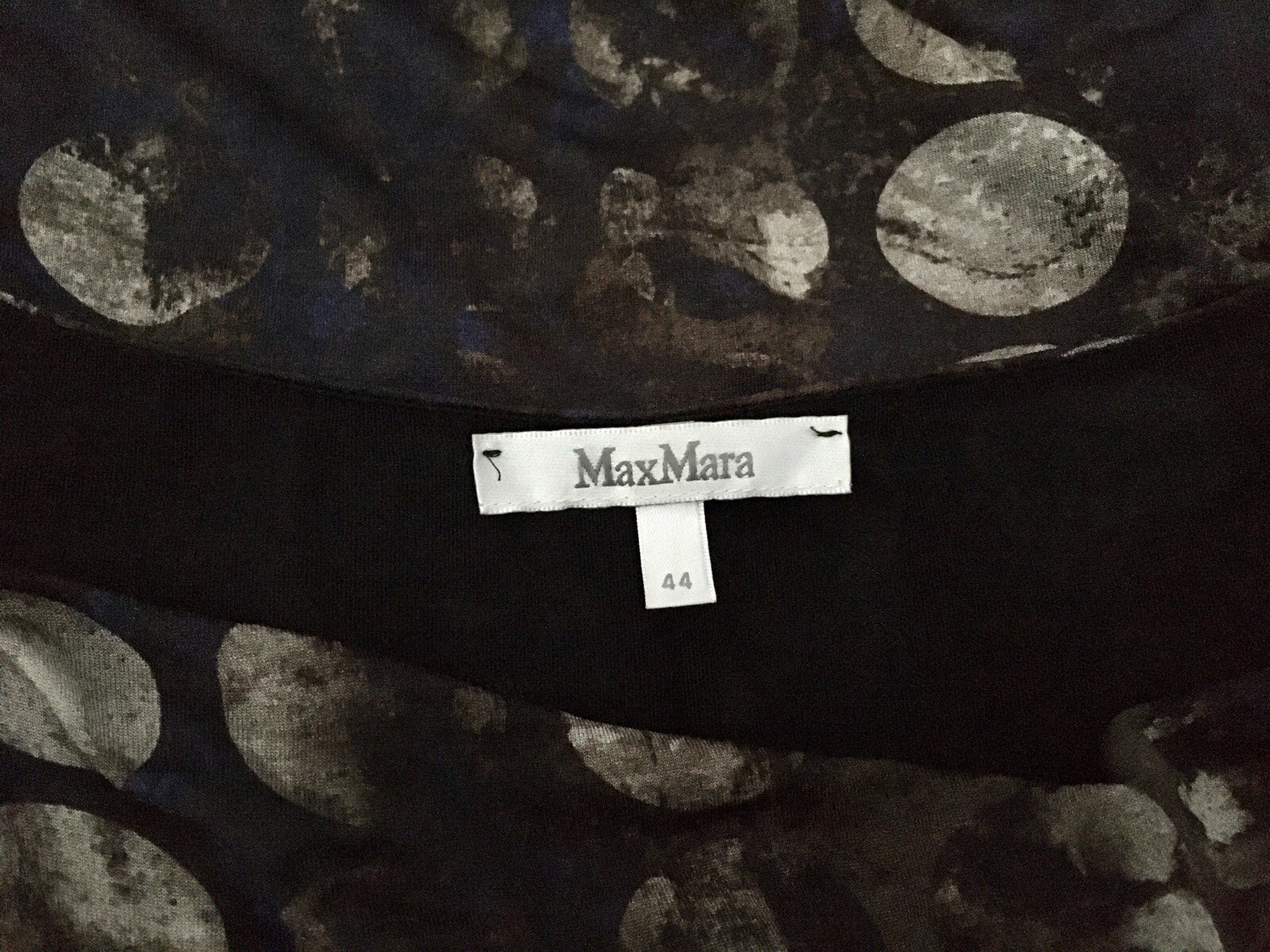 Max Mara Long Navy Brown And Beige Print Dress Size 8