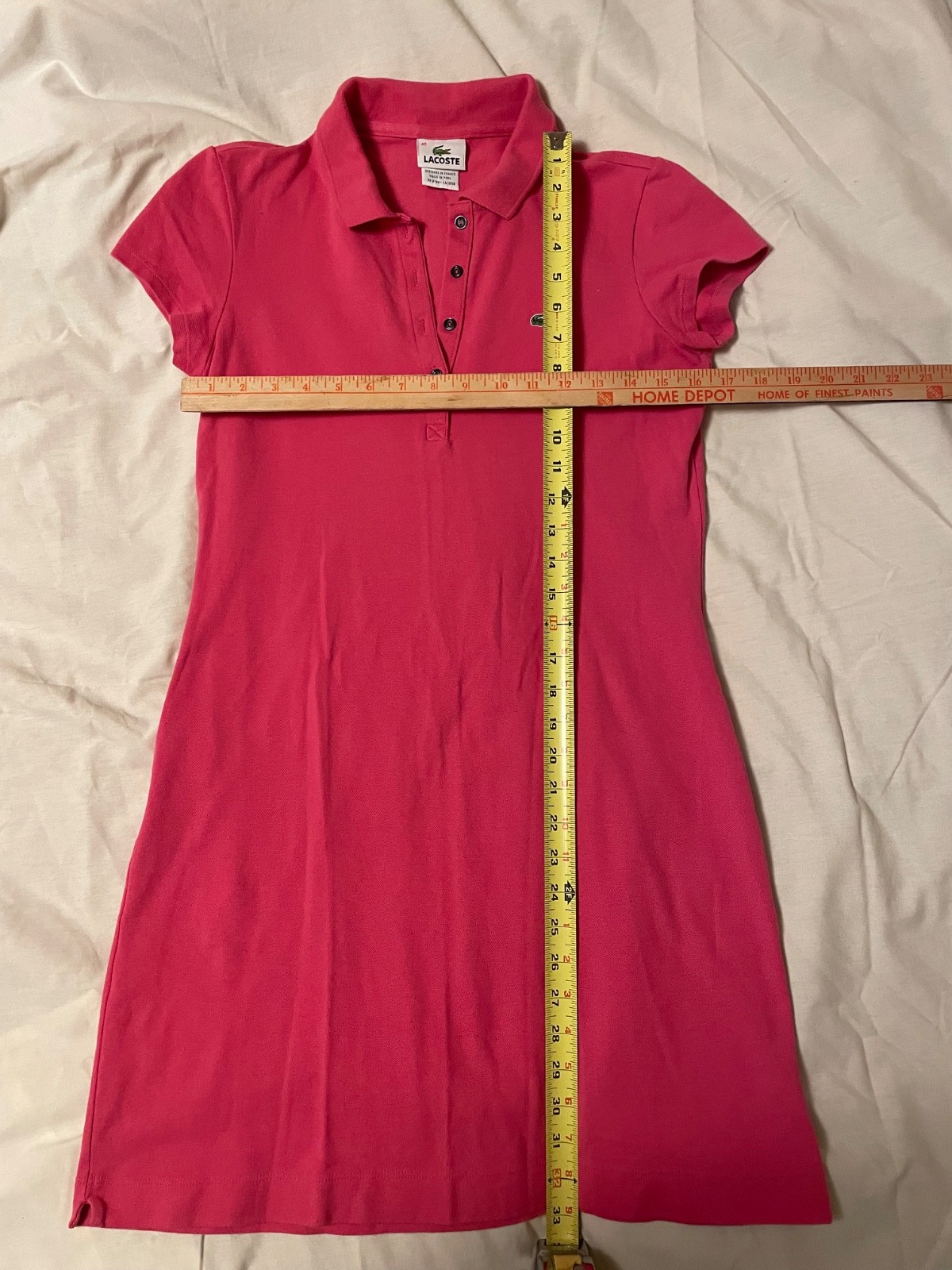 Lacoste Women’s Slim Fit Stretch Mini Piqué Polo Dress Pink Short Sleeve Size 40