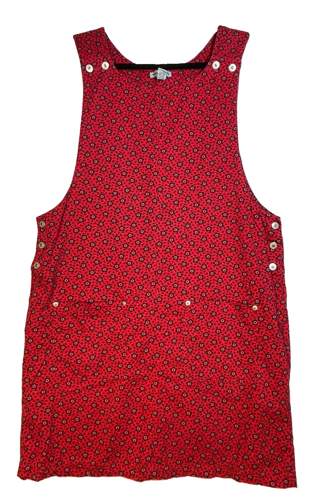 Vintage Marsh Landing Jumper Dress Size L Red Ditsy Floral Grunge 90s Picnic