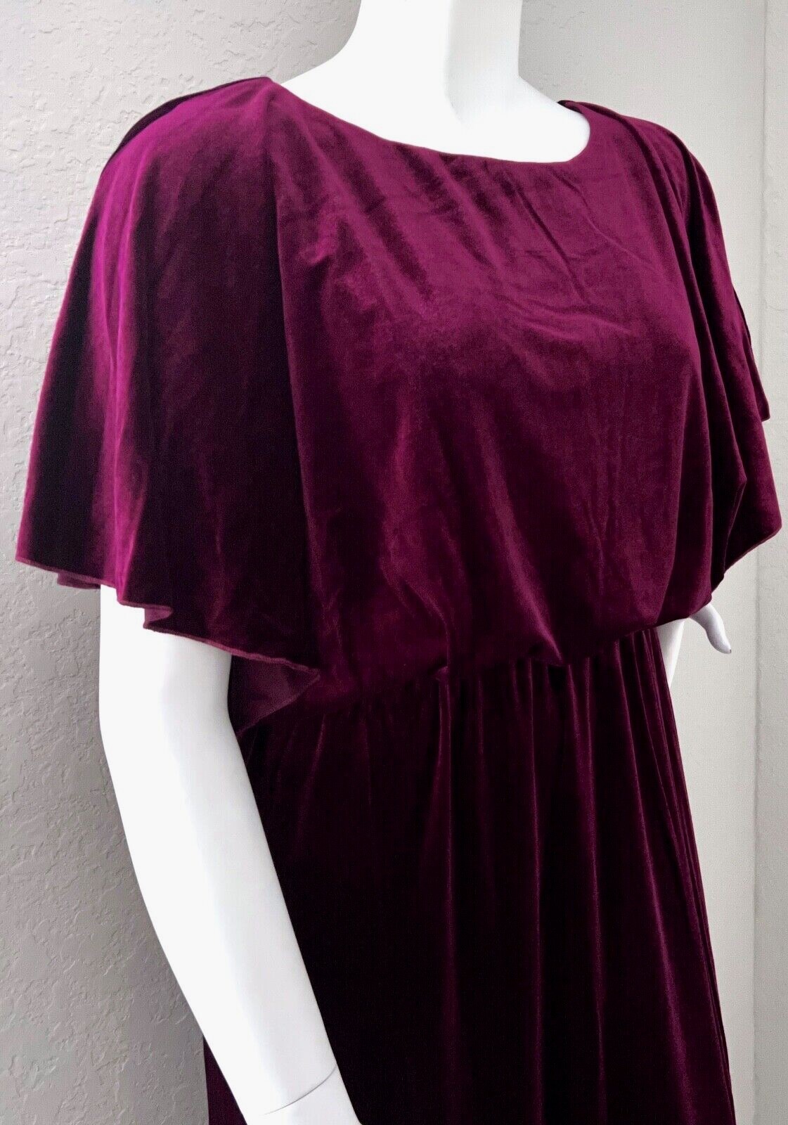 See N Be Seen Velvet Long Maxi Cape Style Dress Burgundy Wine Plus 1X 2X – New!