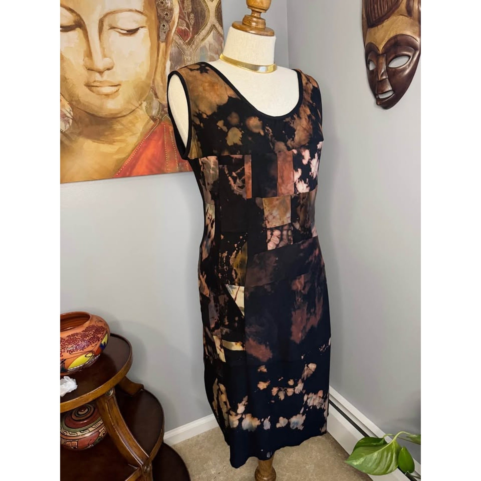 Handmade Organic Bamboo Reverse Tie Dye Patchwork Dress by Jeorjia Shea