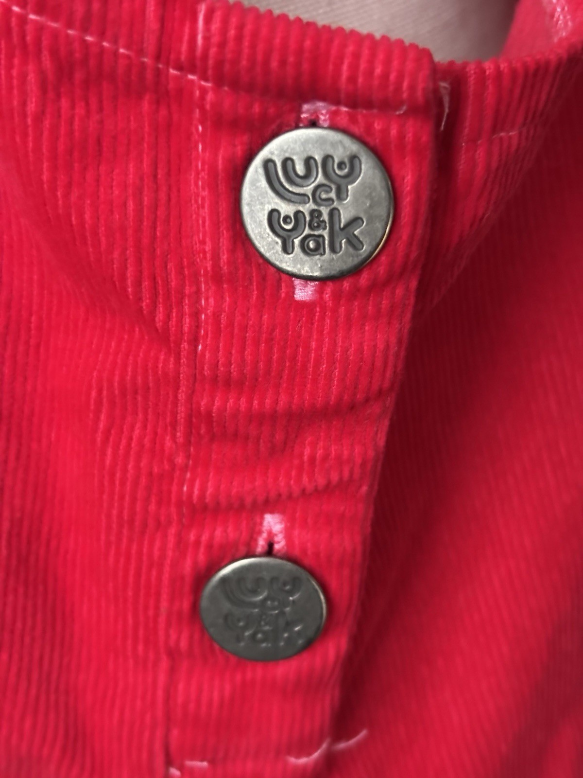 Lucy & Yak Red Corduroy Dungaree Pinafore Dress Organic Cotton Med