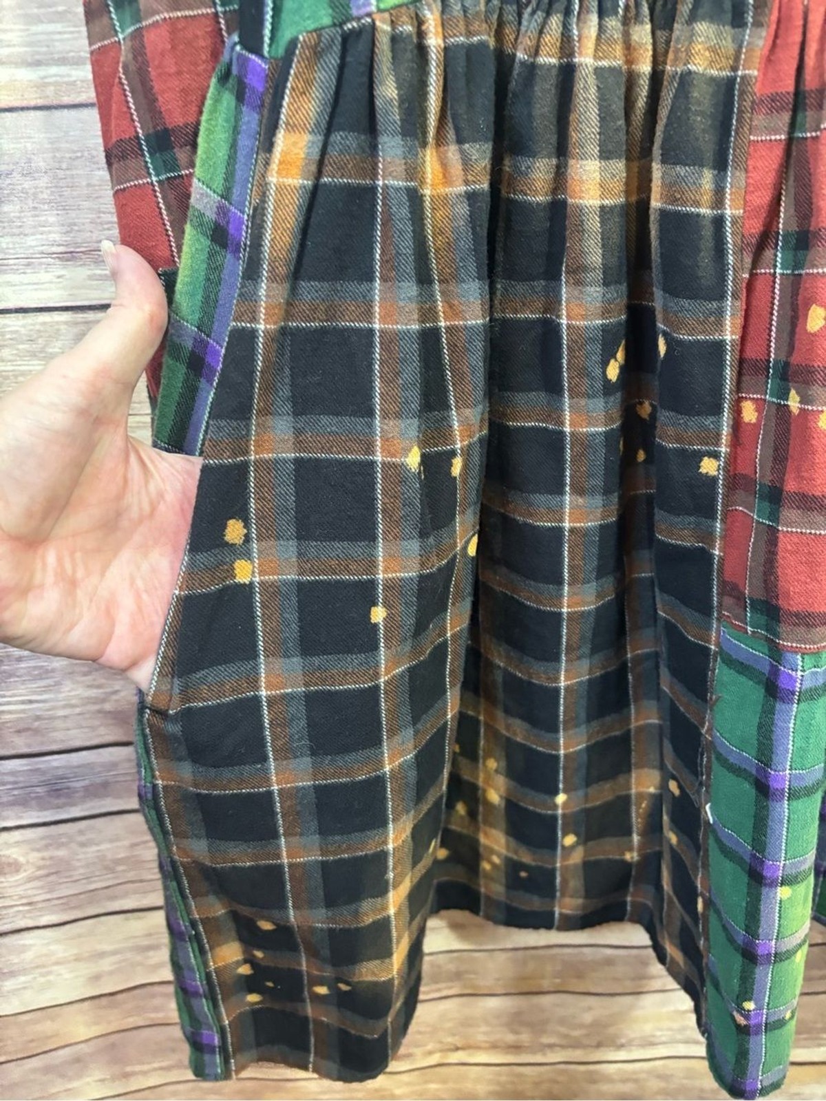 Urban Outfitters, Teddy Fresh Blocked Plaid Bleached Mini Dress Size Small