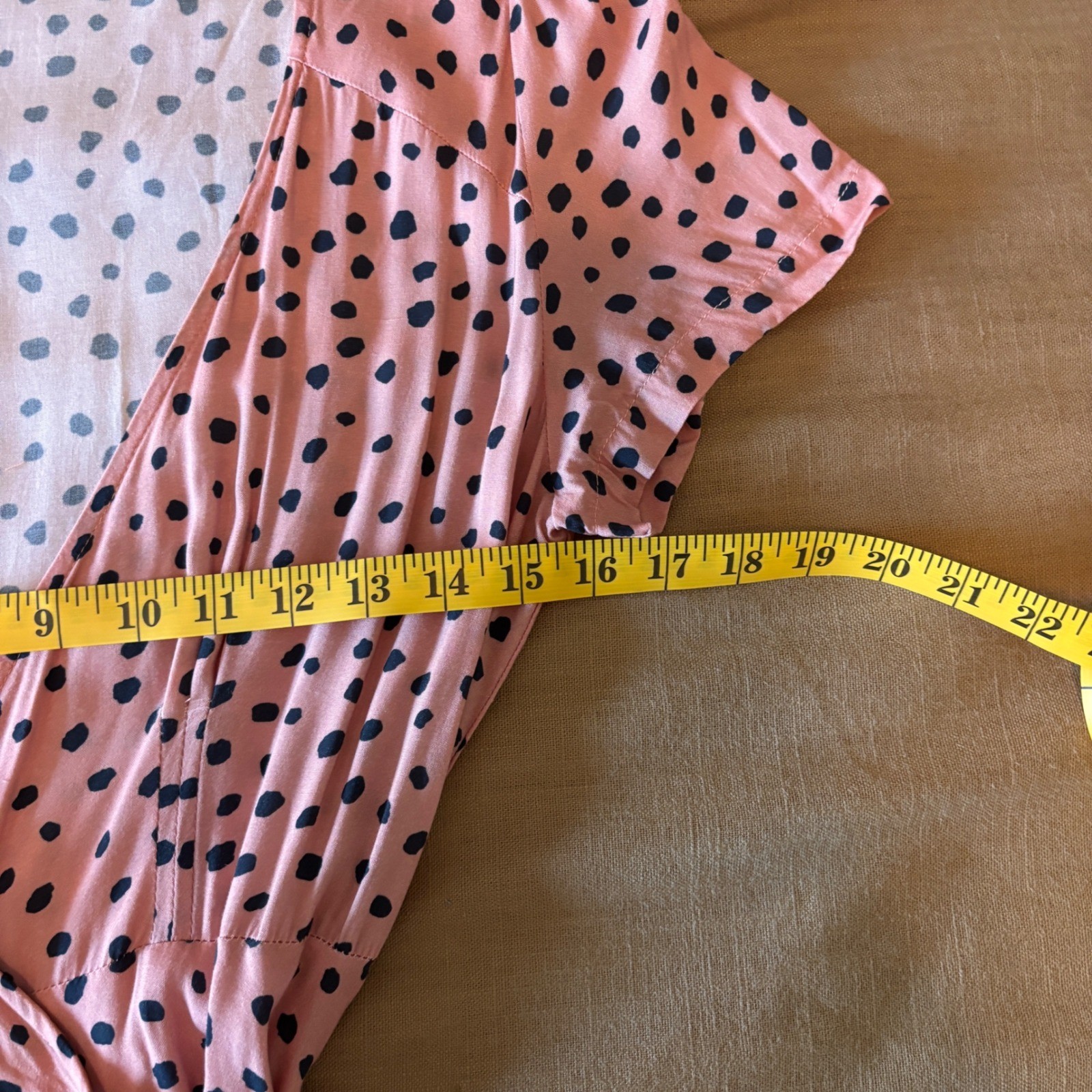Lira Pink Polka Dot Wrap Dress High Low Ruffle Hem V-Neck M