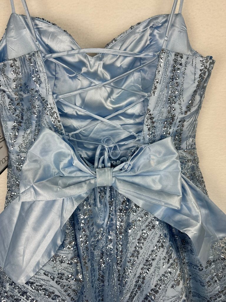Alex & Sophia Mini Dress Juniors Size 15/16 Blue Fit & Flare Sequin Glitter NWT