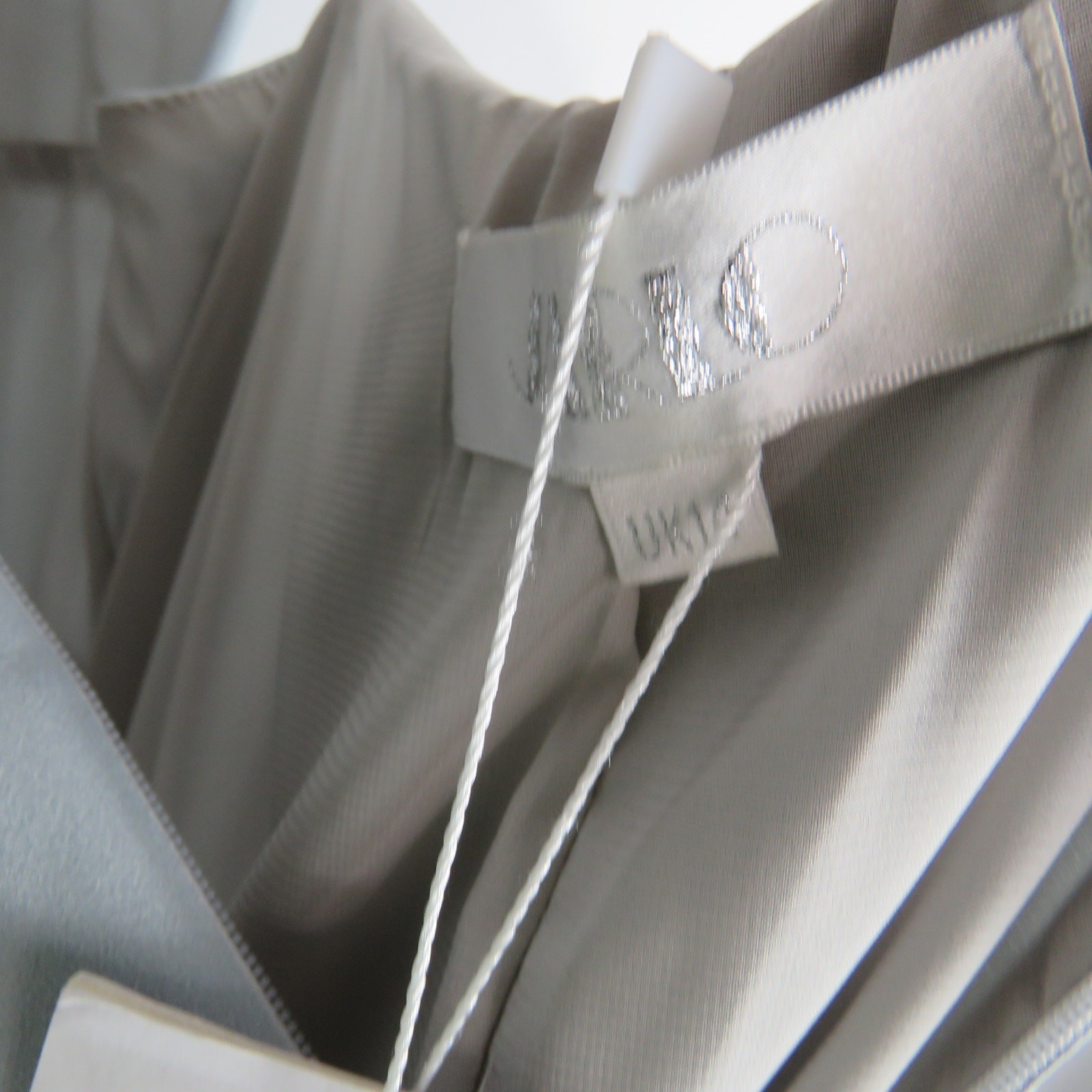 Jarlo Soft Gray Long High Neck Open Back Maxi Dress Bridal Gown Size 14