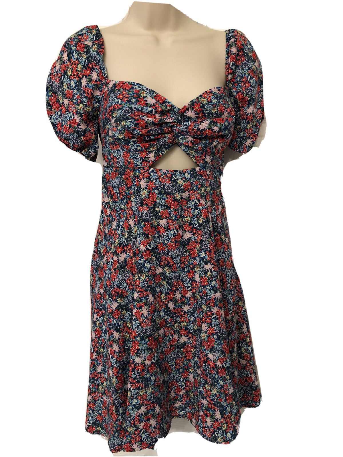 Gianni Bini Flower Midriff Dress Blue Red Pink Green Fit Flare Size M New