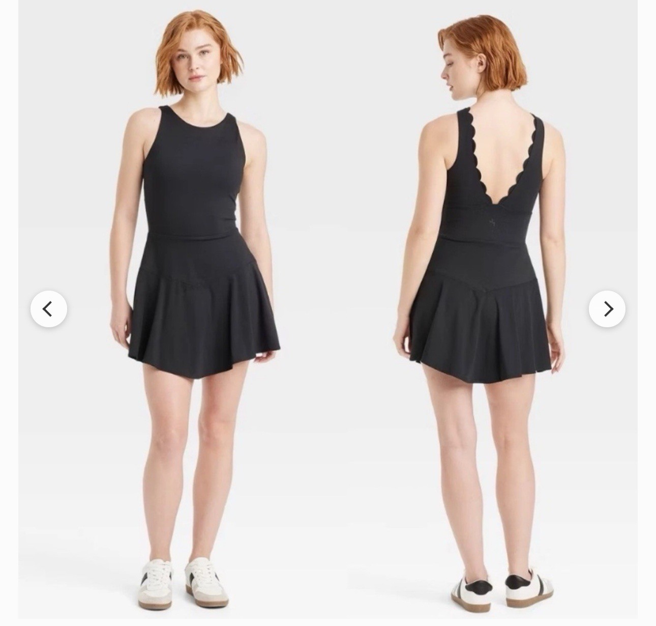JoyLab Womens Scallop Detail Active Dress Black Size XS