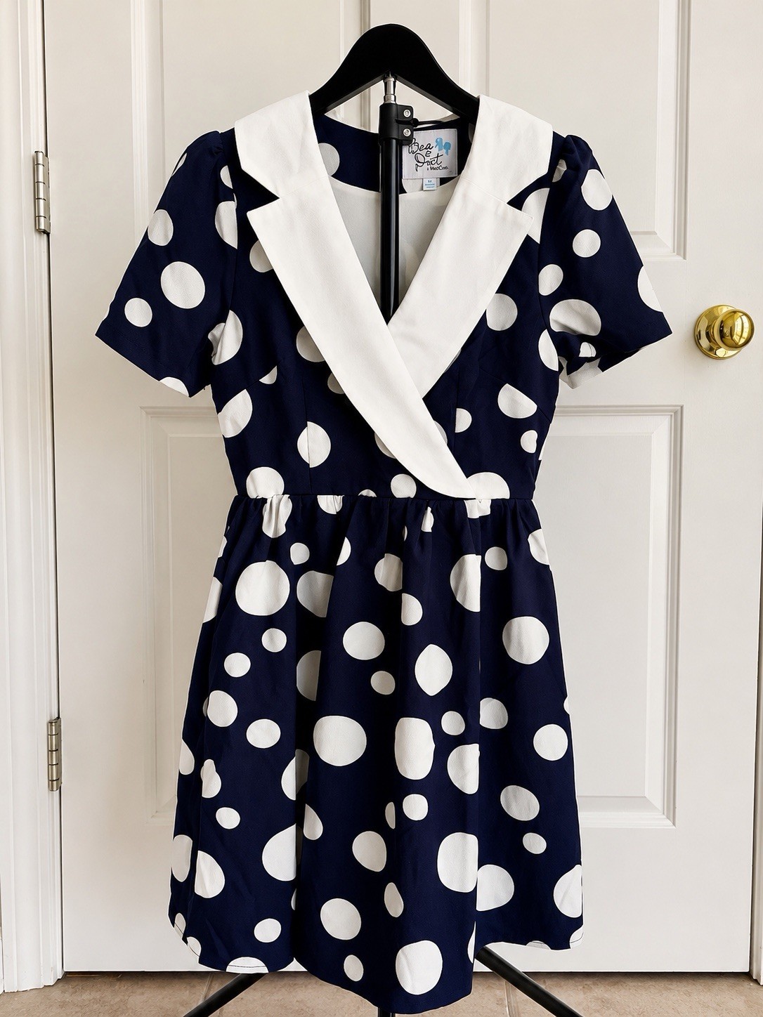 Bea & Dot by ModCloth Dress M Navy Cream Polka Dot Retro Sailor Collar NWOT