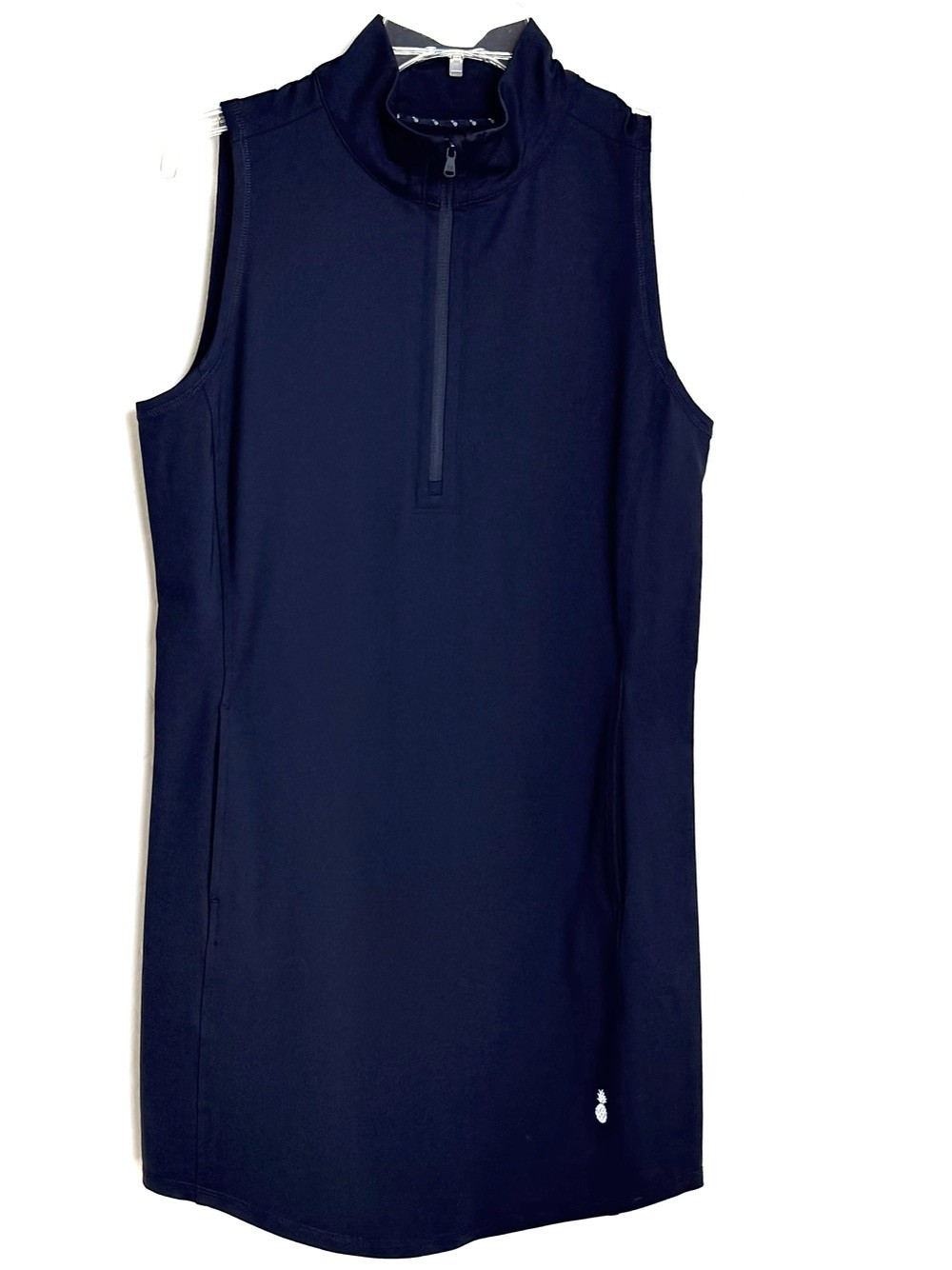 TOMMY BAHAMA Navy Aubrey IslandZone UPF 30+ Sleeveless 1/4 1/2 Zip Dress SMALL