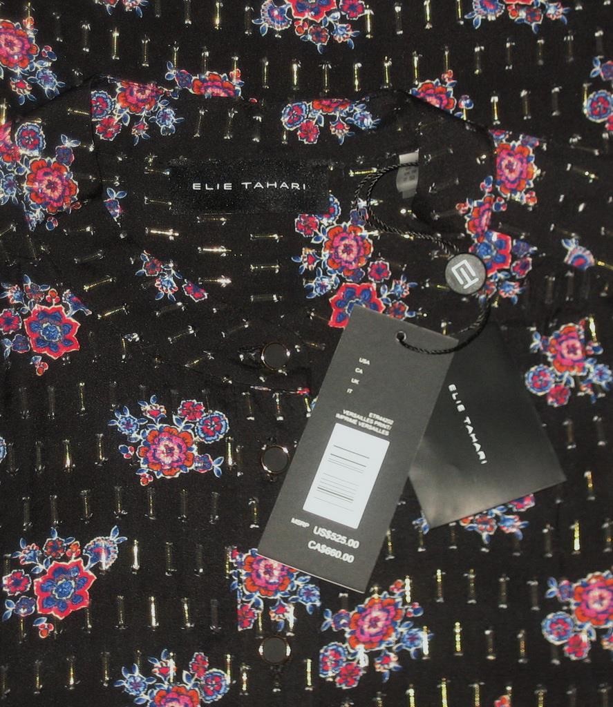 NWT Elie Tahari THE RUE Silk Blend VERSAILLES Print Shirt Dress Women 12 MSP$525
