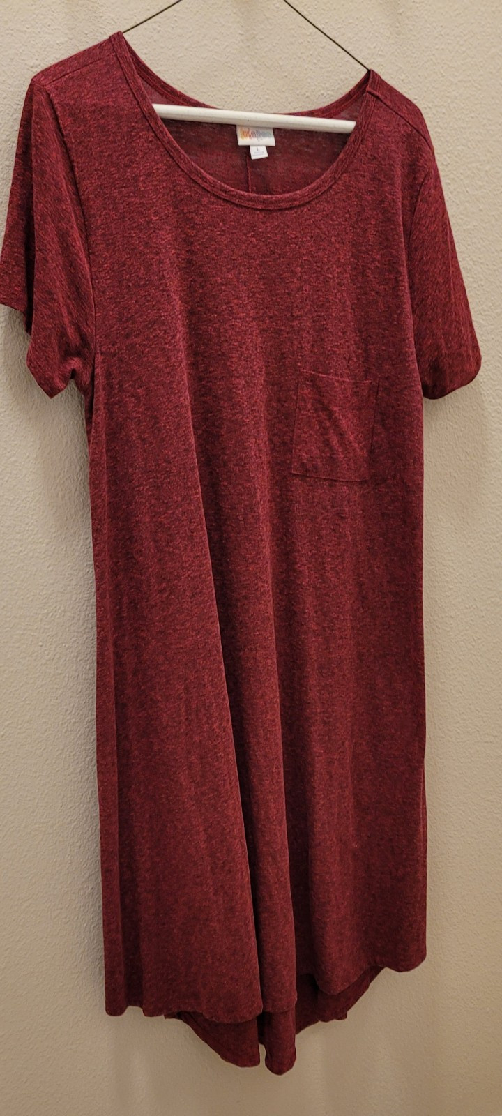 Lularoe Womens L burgundy Carly Dress With Pocket. Polyester/cotton Blend. Soft