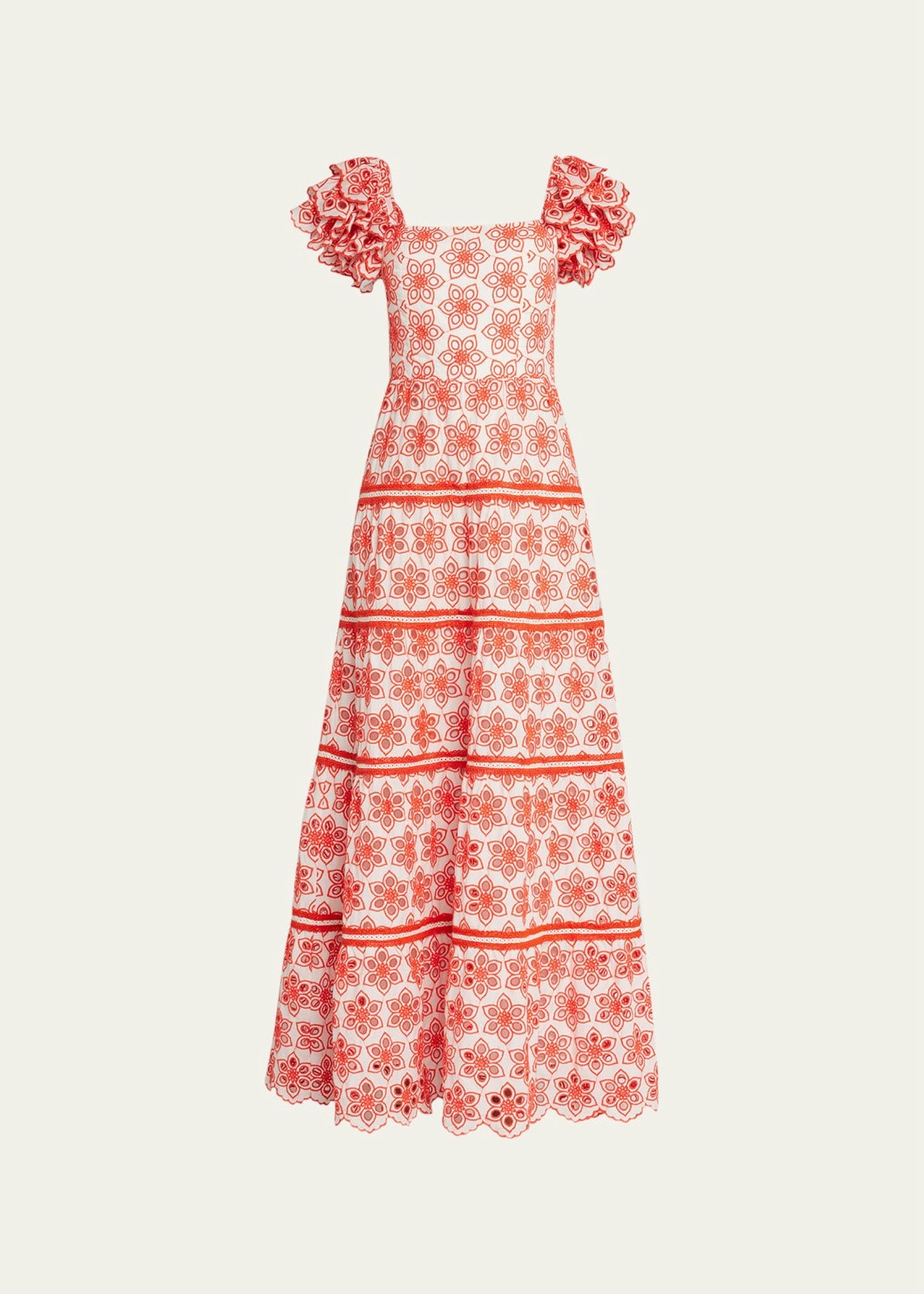 NWT $795 Alice + Olivia Tawney Eyelet Tiered Maxi Dress