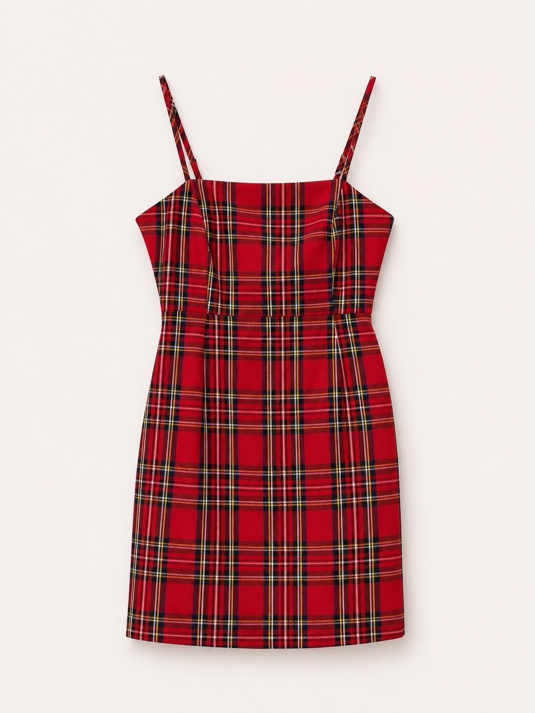 Forever 21 Women’s Red Plaid Mini Dress Spaghetti Strap Above Knee Size S