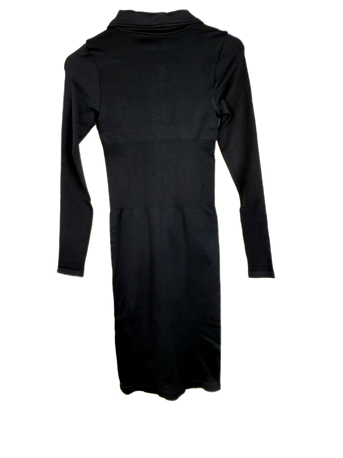 NEW OQQ Collared Zip Front Long Sleeve Ribbed Bodycon Dress Black Size Small S