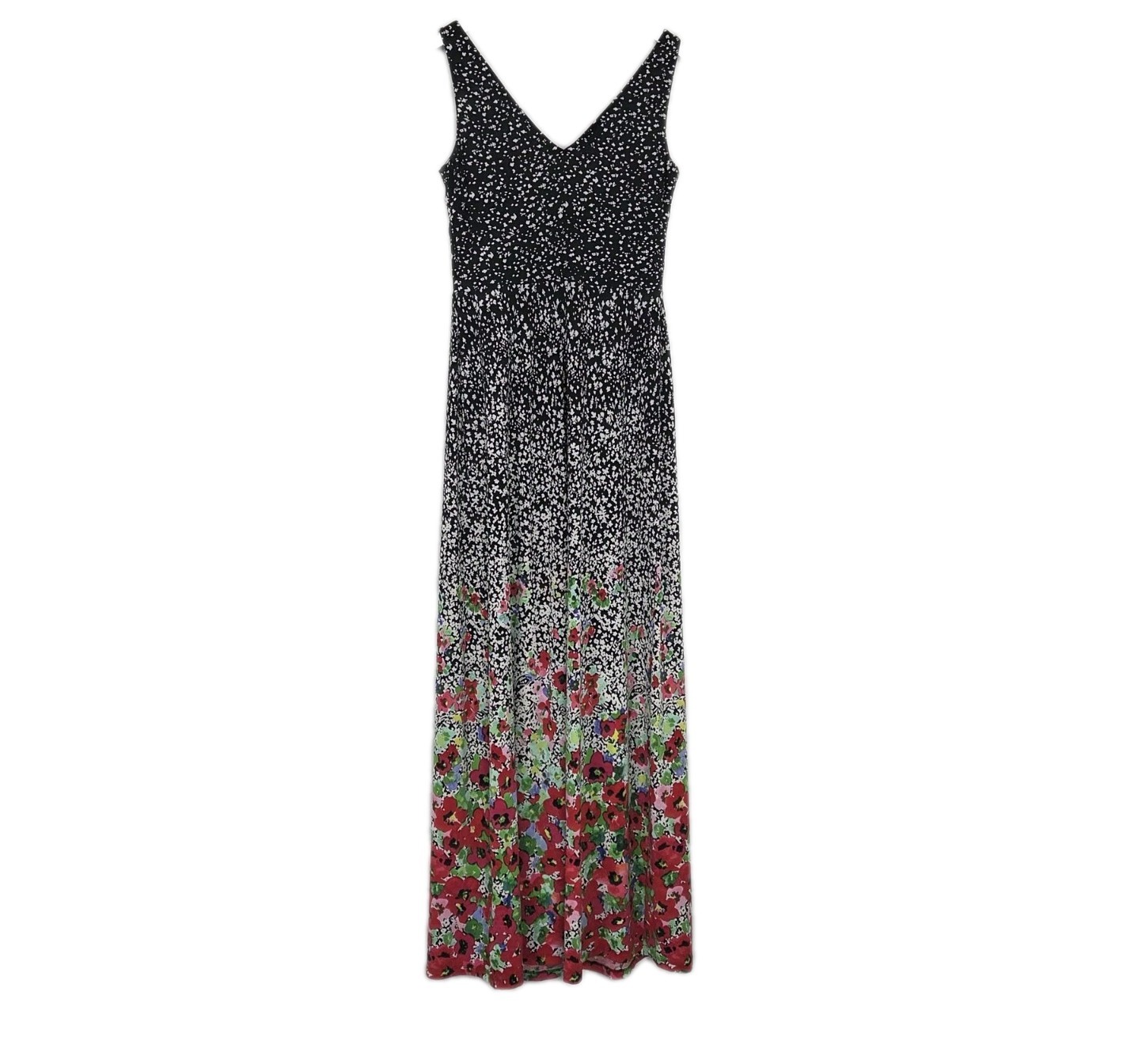 Chaps Maxi Sleeveless V-Neck Gradient Multicolor Floral Pattern Dress Size S