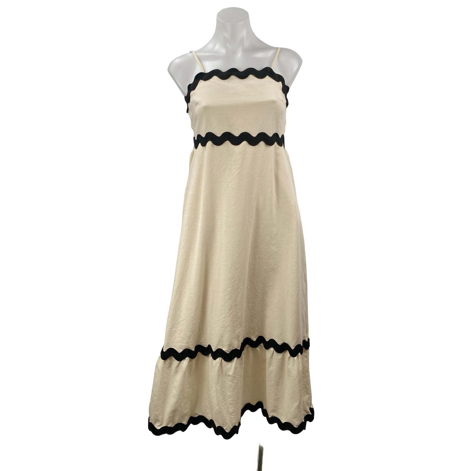 Zesica Women’s Cream Sleeveless Summer Maxi Sundress Tank Flare A-Line Dress S