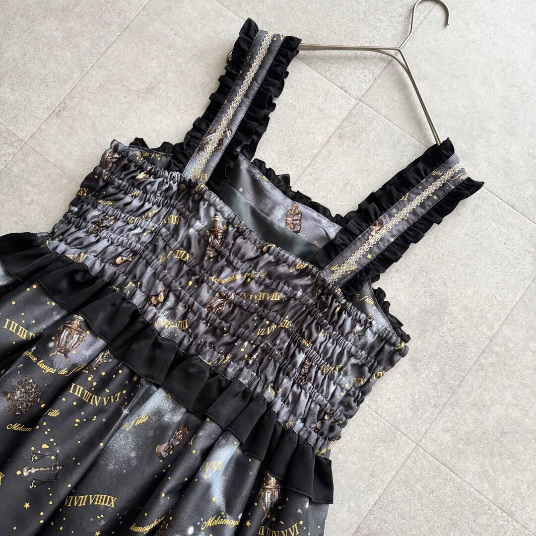 Metamorphose Clock Forest Night JSK Black Lolita Dress Owl Ribbon Ruffles 2