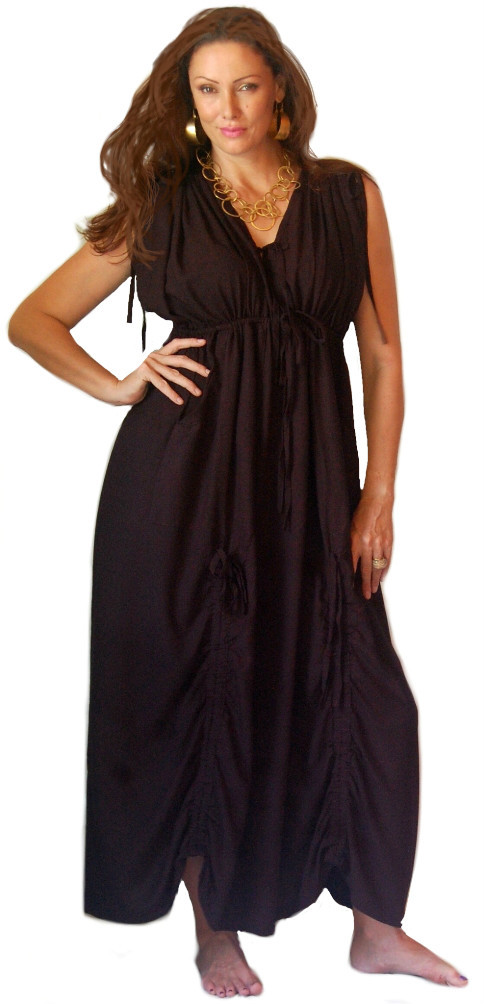 maxi dress caftan ruching drapes one size L XL 1X 2X 3X 4X 5X misses or plus