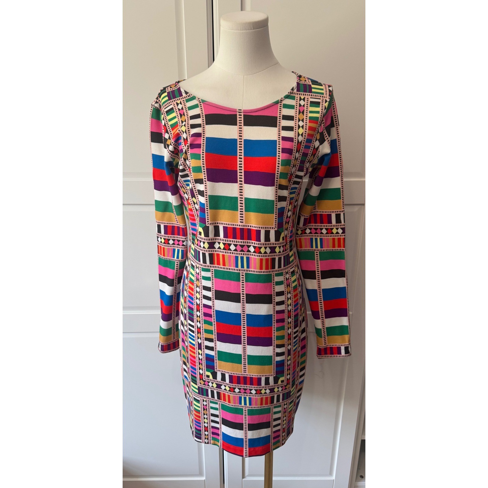 Revolve Mara Hoffman Multicolor Geometric Print Riser Rainbow Bodycon Mini Dress