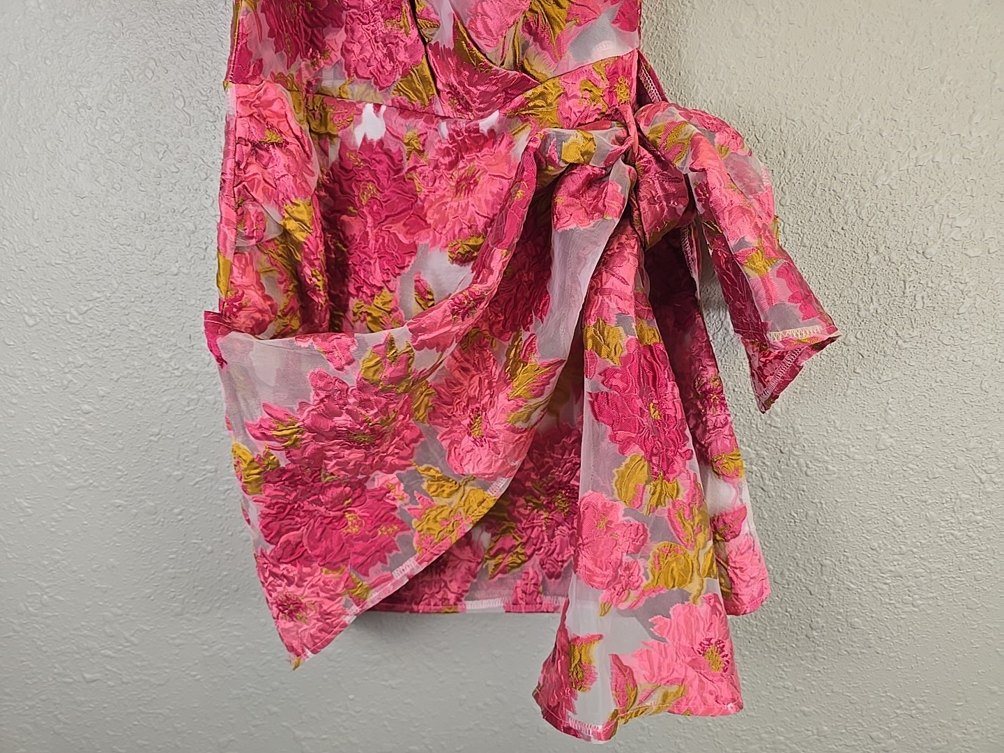 NWT REVERSE Womens Organza One Shoulder Pink Floral Print Dress Sz 12