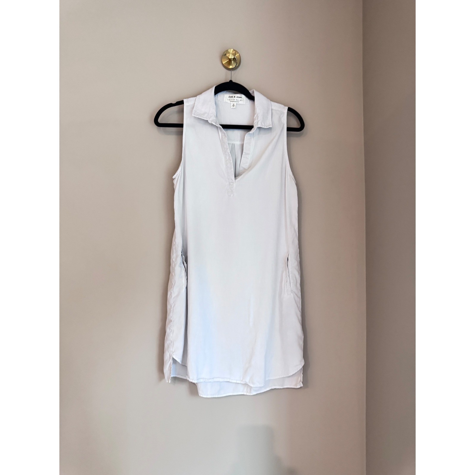 Cloth & Stone Anthropologie Tencel Sleeveless Popover Shift Dress Light Blue S