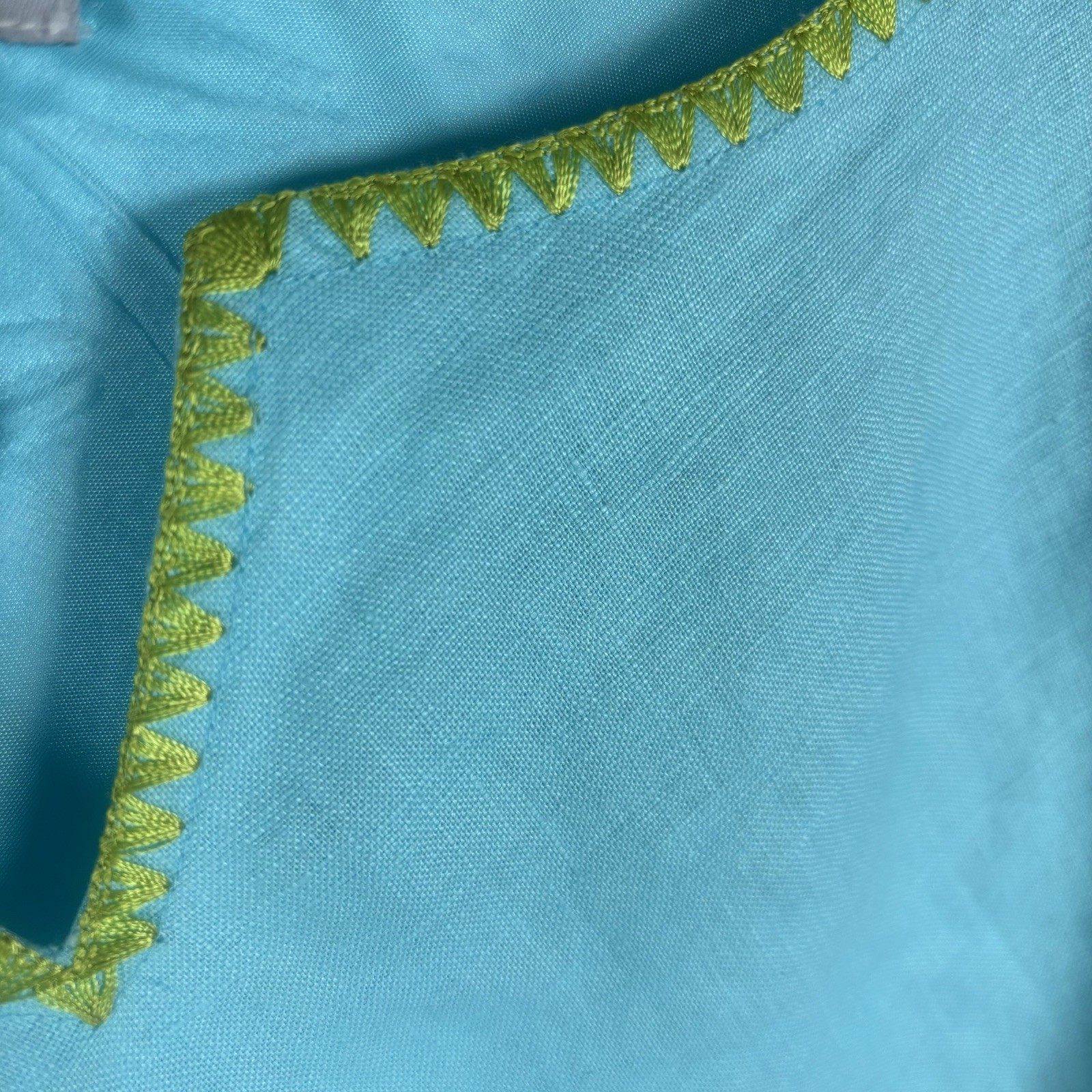 Paraphrase Womens 16 Teal Cap Sleeve Linen Shift Sheath Lined Dress EUC