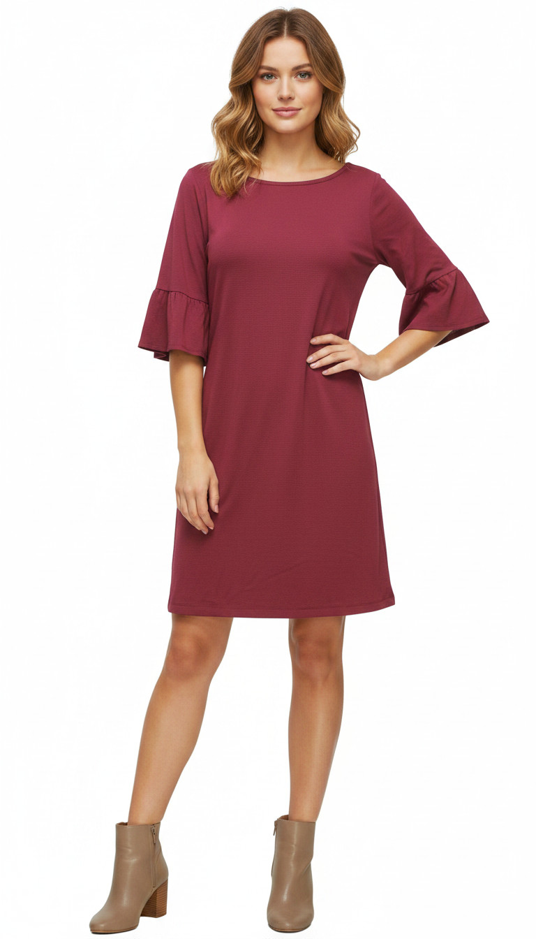 Southern Tide Shift Dress Bell Sleeve Stretch Burgundy Red Striped Size S