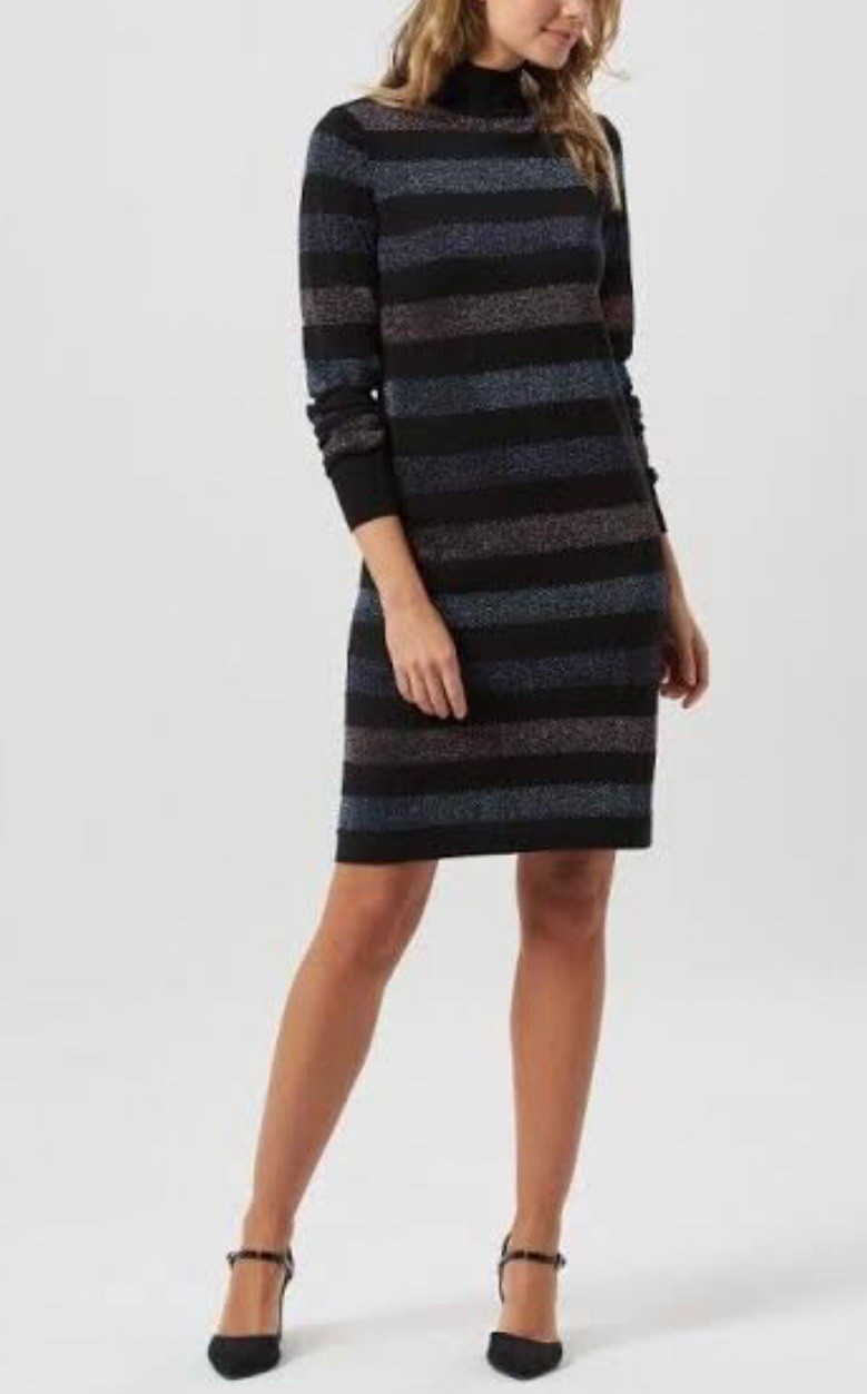 Sugarhill Brighton Sabrina Glittered Jewel Tone Stripe Knit Dress 16