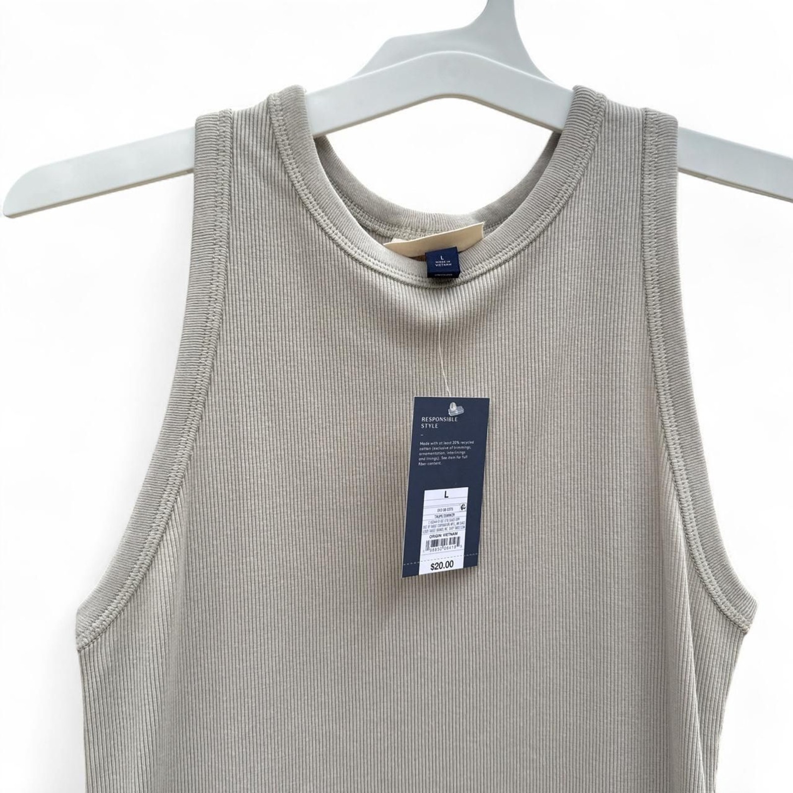 Versatile Rib-Knit Tank Maxi Dress in a Soft Beige/Oatmeal Tone (Taupe) NWT