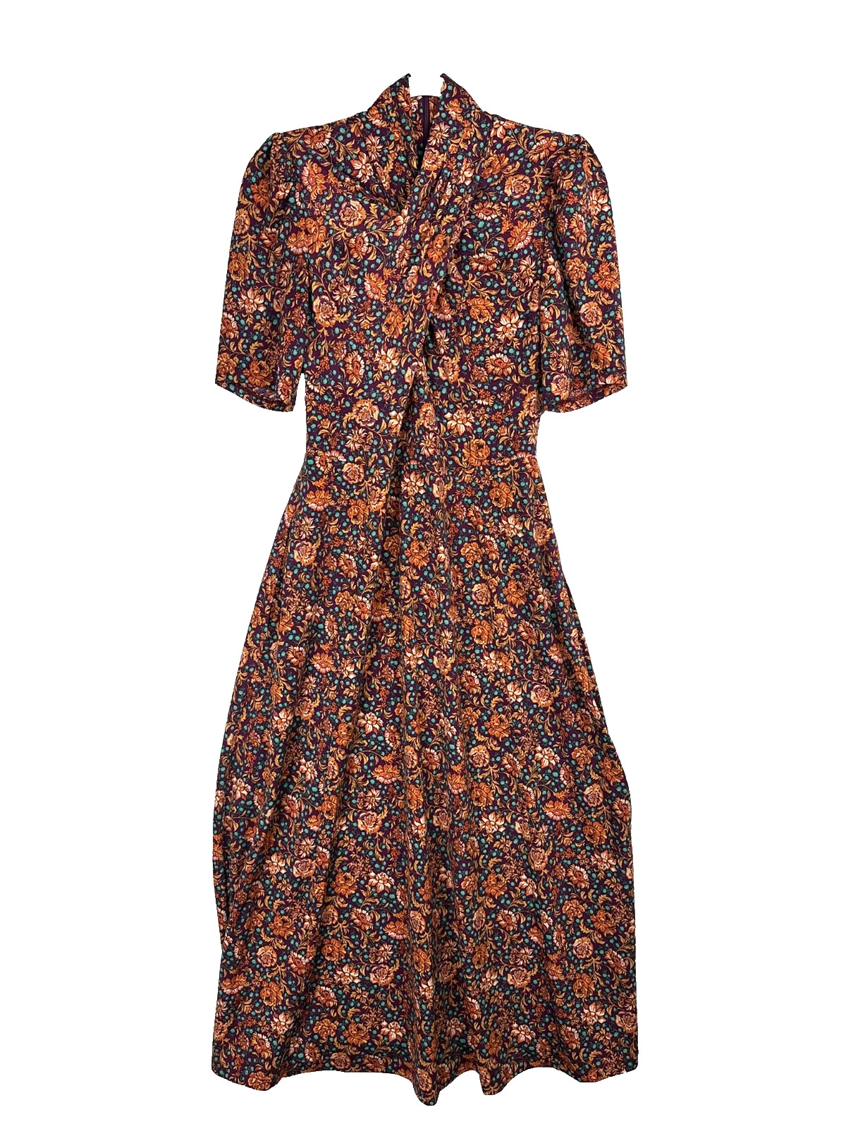 Rachel Roy A-Line Dress Women’s Large High Neck Floral Pockets Midi